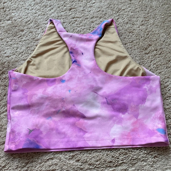 Old Navy Active PowerSoft Pink Tie Dye Long Line Sports Bra Crop Top Cropped Top - Picture 8 of 8